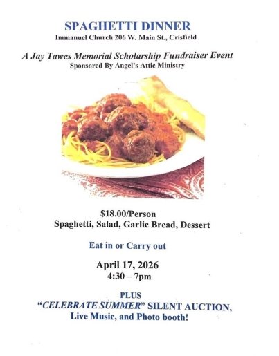 Jay Tawes Memorial Scholarship Fund Spaghetti Dinner