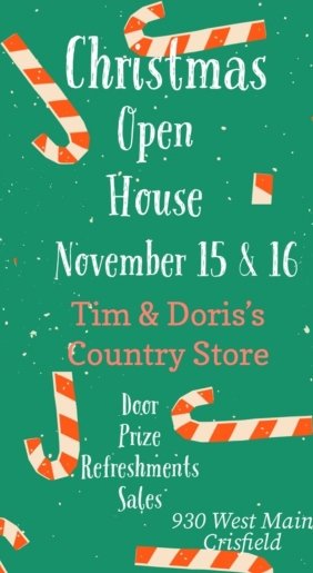 Christmas Open House at Tim and Doris's Country Store and More