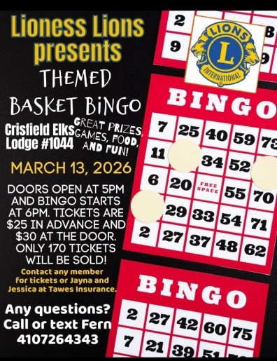 Crisfield Lioness Lions Themed Basket Bingo