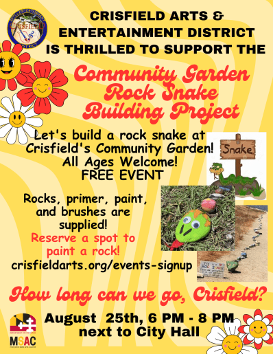 Crisfield Community Garden Rock Snake Building Project